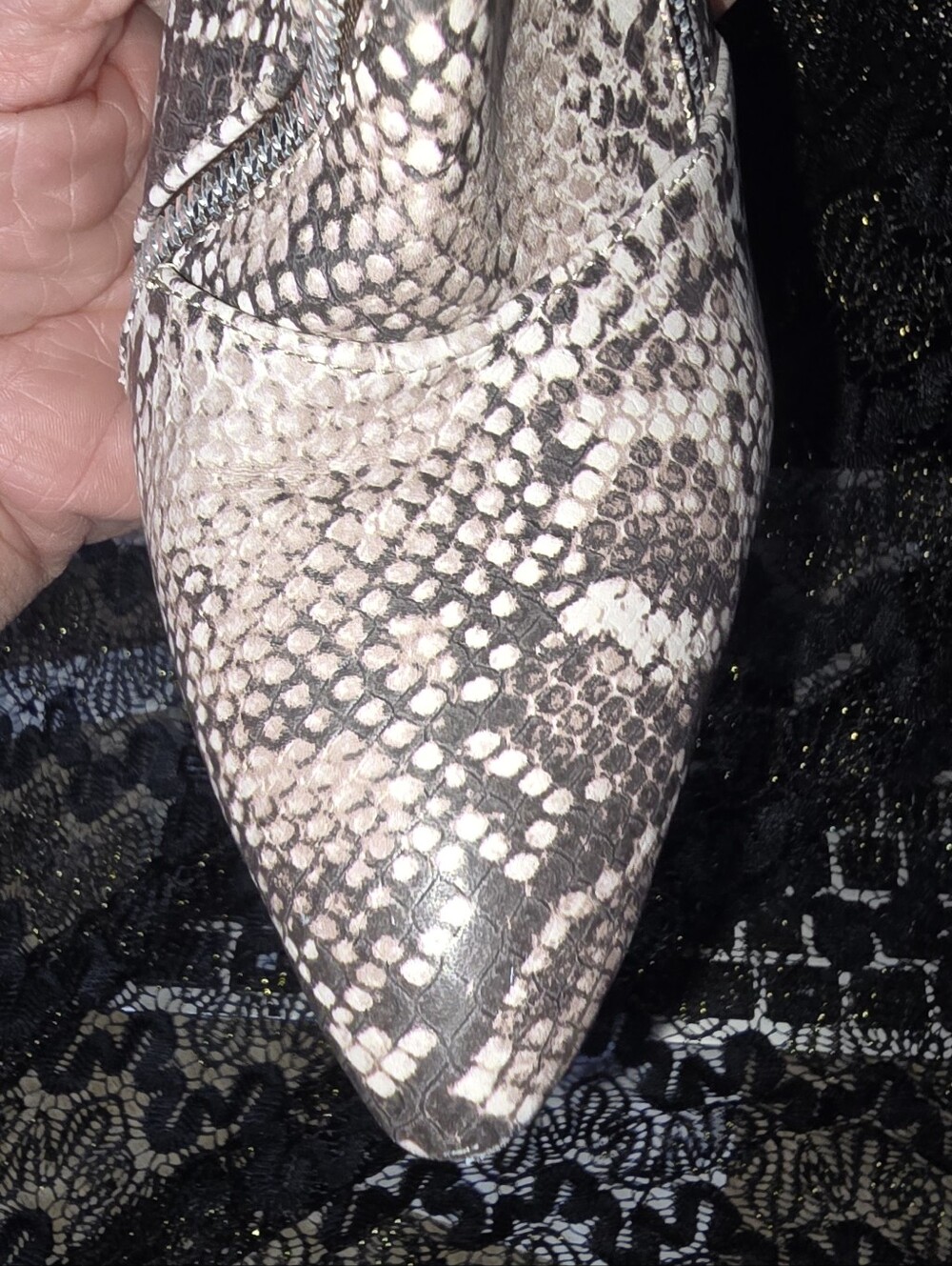 Qupid Snake-Print Ankle Booties in Neutral Taupe - Picture 9 of 11